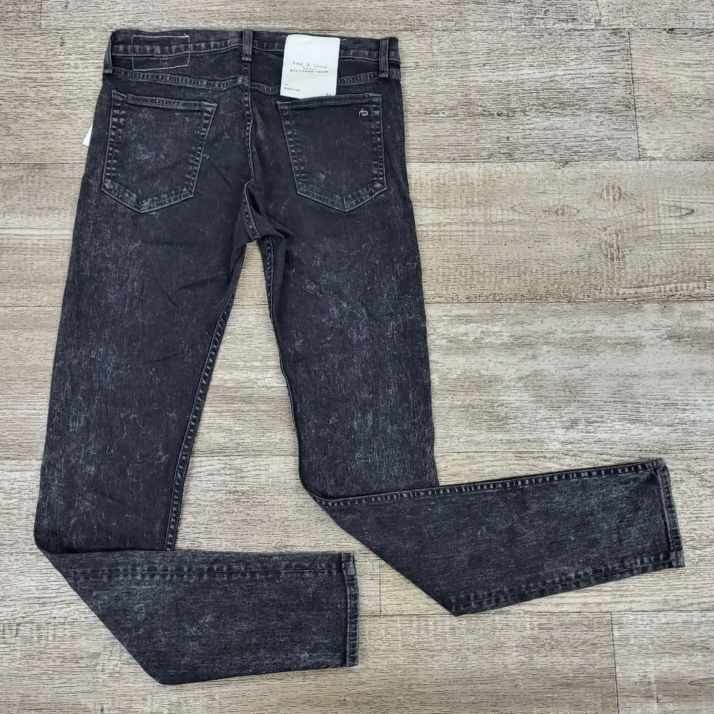 (RB-49) NWT Rag & Bone Men's Fit 1 Skinny Fit in Acid Black Denim Stretch Jeans - Picture 2 of 2